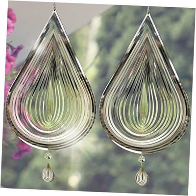 Wind Spinners, 2× 3D Stainless Steel Outdoor Hanging Wind Spinner, 2× Metal