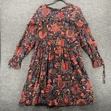 Loft Dress Womens 14 Red Paisley Prairie Fairy Cottagecore Boho Peasant Rustic