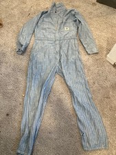 Vtg 50s Blue Top Sanforized HBT Herringbone Twill Coveralls Workwear Jumpsuit