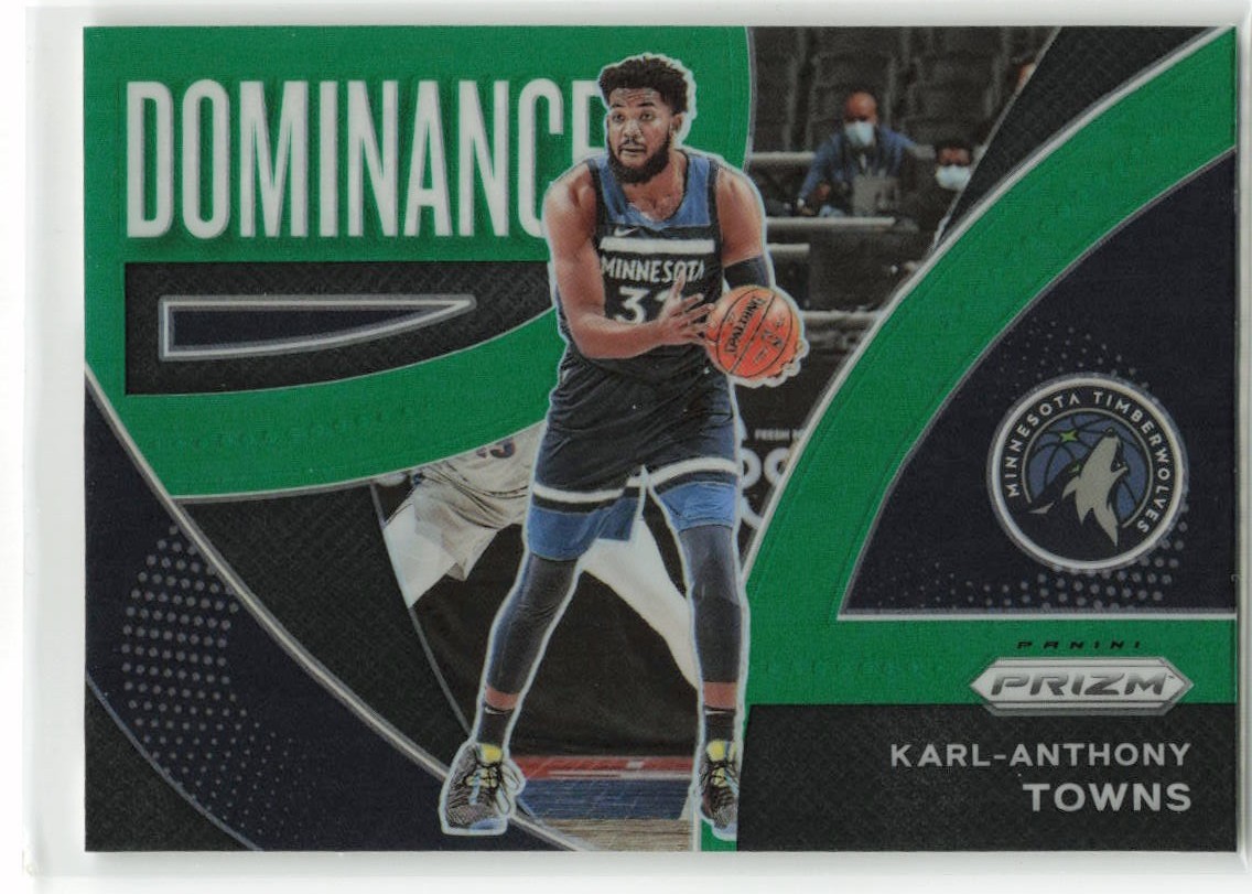 2021-22 Panini Prizm Green Prizm Dominance Karl-Anthony Towns #9 Timberwolves