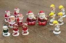 Lot Of 14 VTG Mini Micro Hard Plastic Celluloid Santa Claus Elf Caroler .75  