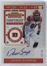 2019 Panini Contenders Rookie Championship Ticket 35/49 Drew Sample Auto 00y3