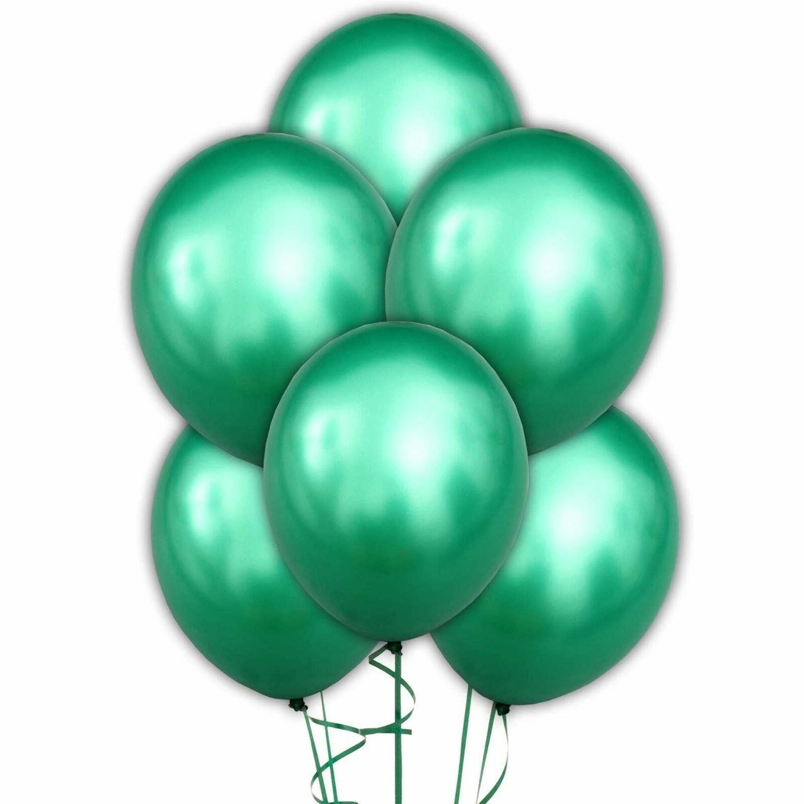 PartyDeco Occasion Party Decorations Latex Metallic Green Balloons Pack of 10
