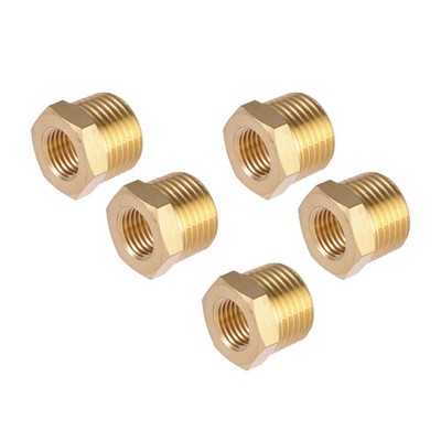 Brass 1/2'' Male 1/4'' Female NPT Hex Reducer Bushing For Pipe Connection 5 Pack