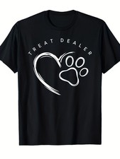 Dog Lover Treat Dealer Paw Print Graphic T-Shirt Retro Pet Owner Humor Tee