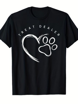 Dog Lover Treat Dealer Paw Print Graphic T-Shirt Retro Pet Owner Humor Tee