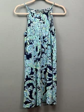 Lilly Pulitzer Dress Womens XS Navy Blue Pima Cotton Sleeveless A-Line 002287