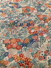 14"x66" Japanese kimono silk fabric/Chirimen crepe, cream white RA32