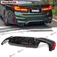 For 17-23 BMW G30 5 Series M Competition Style Gloss Black Rear Bumper Diffuser