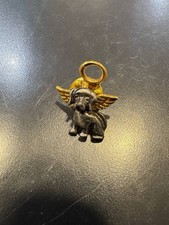 Memorial Angel Dog Pin Gold Silver Tone Pet Loss Remembrance Brooch