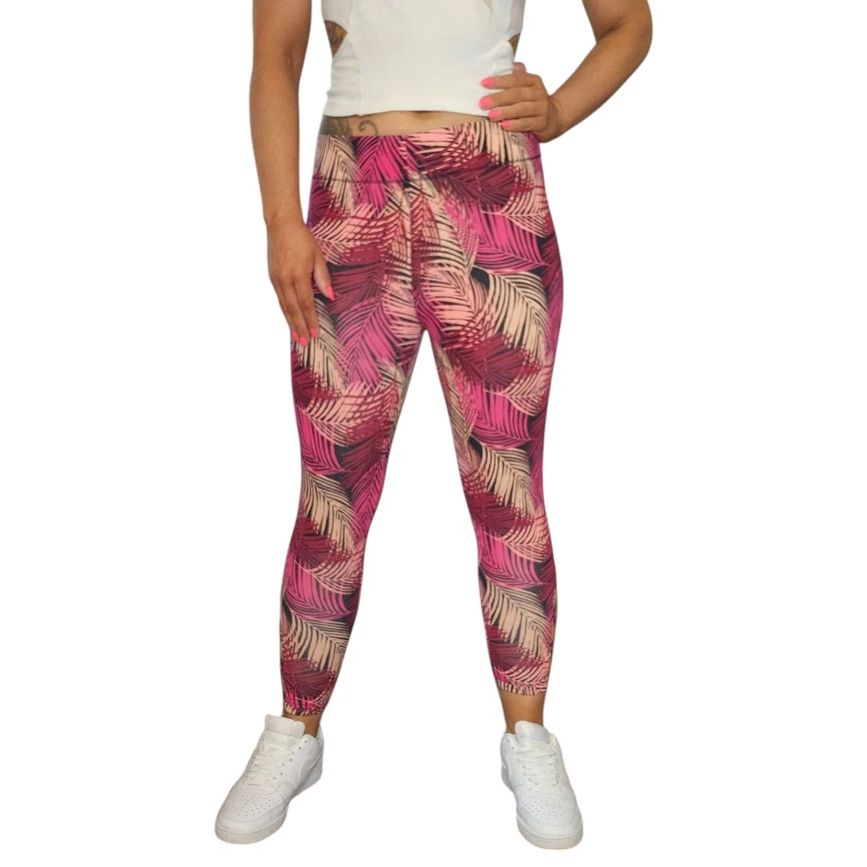 Leggings Rosa Tropical Mujer Medianos Negros Melocotón Capris Corsé Entrenamiento Kawaii Foto 2 de 4