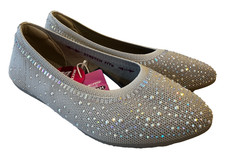 NEW Skechers sz 6.5 Cleo 2.0 Vegan Recycled Knit Sparkle Flats Glitzy Daze Taupe