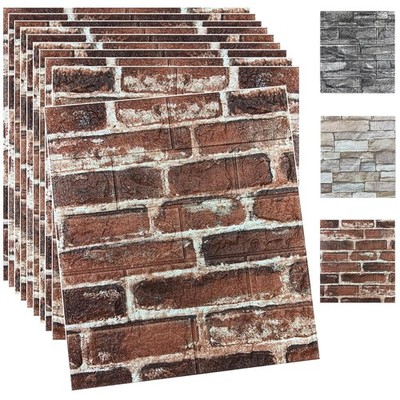 3D Brick Wall Panels Red Peel Stick Foam Wallpaper