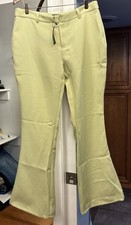 PrettyLittleThing Textured Pale Lime Flare Pants Size 6
