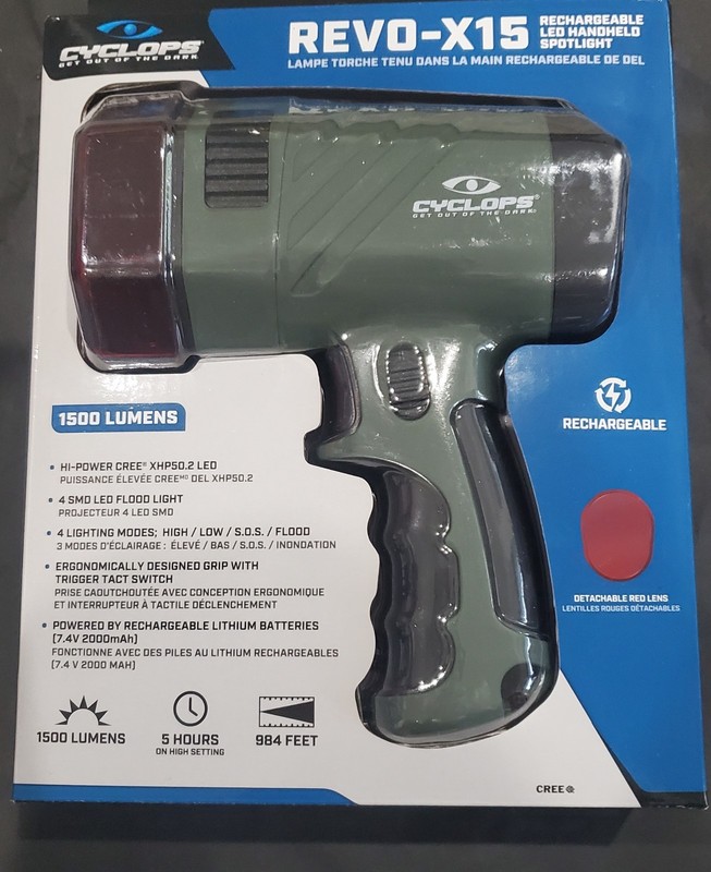 Cyclops Revo X-15 LED Rechargeable Flashlight 1500 Lumen Spotlight