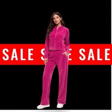 Hot Pink Velour Tracksuit Set Women  s 2-Piece Lounge- Great Condition