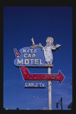 Photo:Nite Cap Motel sign, Route 2, Williston, North Dakota