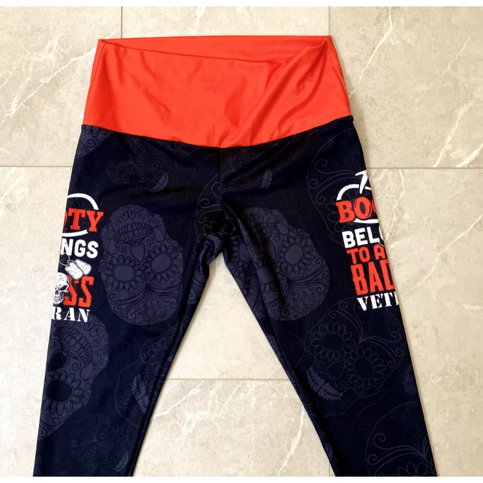Este botín pertenece a un veterano rudo talla XL para mujer negro naranja leggings calavera Foto 3 de 4