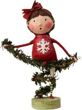 LORI MITCHELL  Deck the Halls ~ Christmas Folk Art Figurine ~ Free Ship