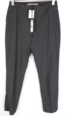 Denham Preston Herren Hose S DUNKEL Grau Jeans Flache Vorderseite Reißverschluss