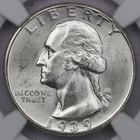 1939-D 25c Washington Quarter - NGC MS 65