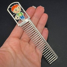 Vintage 925 Silver Children’s Comb Enamel Boy Ukraine 20g Collectible Marked