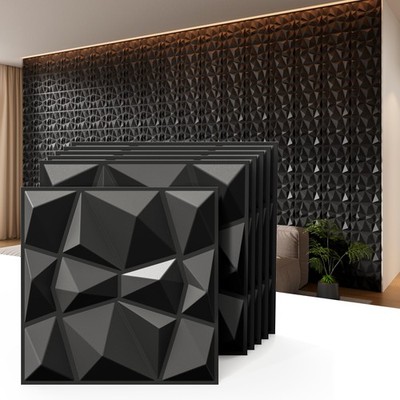 3D Wall Panels Interior Wall Decor Textured Tiles Black 11.8 Inch 33 Pack