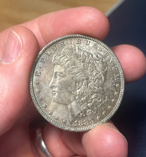 Morgan Dollar: 1883 O.  nice unc with nice rainbow toning.    (see video!)