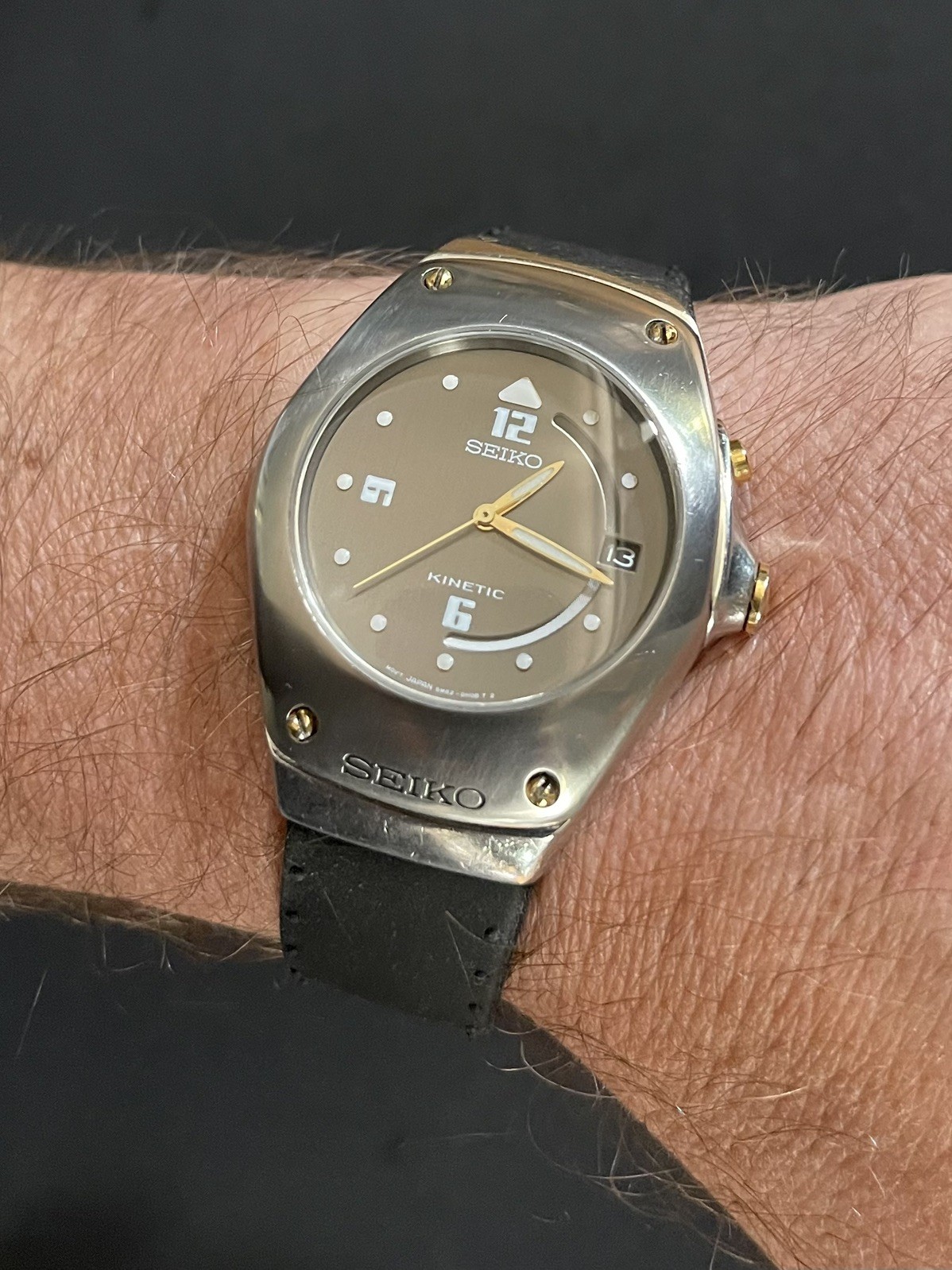 Vintage Seiko Arctura Kinetic Watch 5M42-0E39, New Capacitor, Strap and Crystal