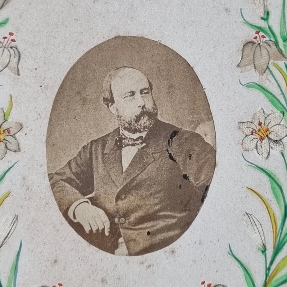 Souvenir Comte De Chambord Légitimiste 1870 Peint Incrustation de Nacre et Photo - Photo 4/4