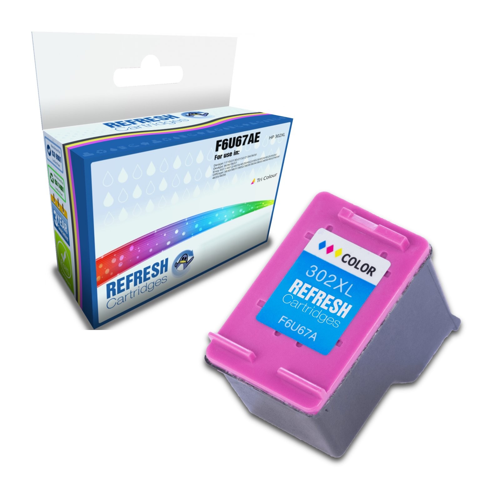 Refresh Cartridges Replacement Tri-Colour F6U67AE Ink Compatible With HP Printer
