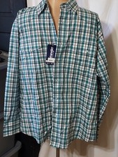 NWT Wrangler Mens Size 2XL Blue Plaid Pearl Snap Long Sleeve Western Shirt