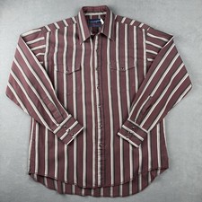 Wrangler X-Long Tails Dark Stripe Pearl Snap Western Long Sleeve Shirt Size L