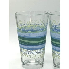 Vintage Libbey Family Friends Home Blue Green Tumbler Iced Tea Glasses Set of 4