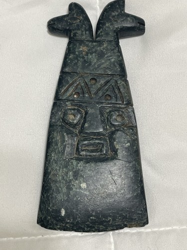 Peruvian Tool S. AMERICAN, Likely, JADEITE 2”x.5”x5.5” AND .53lbs FACIAL IMAGE