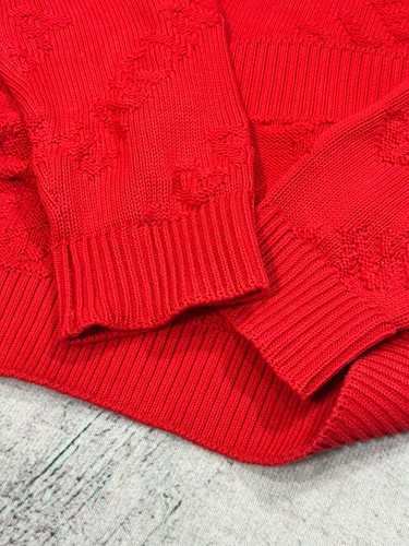 Authentic Balenciaga Sweater Allover Logo Red Knit Cotton size M - Picture 5 of 10