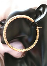 LARGE HOOP EARRINGS 3 INCH SWIRL TUBE GOLD OR SILVER TONE HOOPS