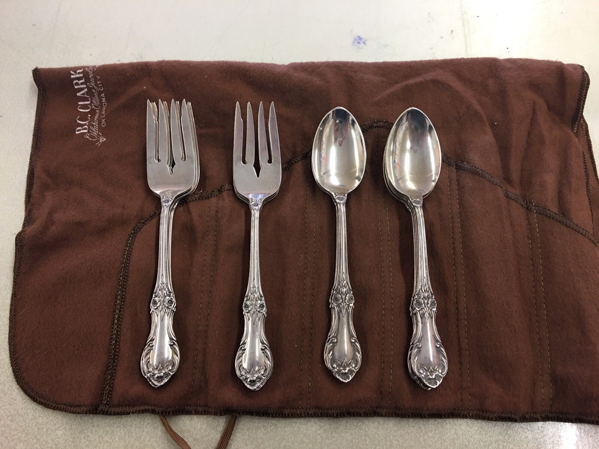 Wild Rose International Sterling Silver Dinner Forks Spoons Set Of 13