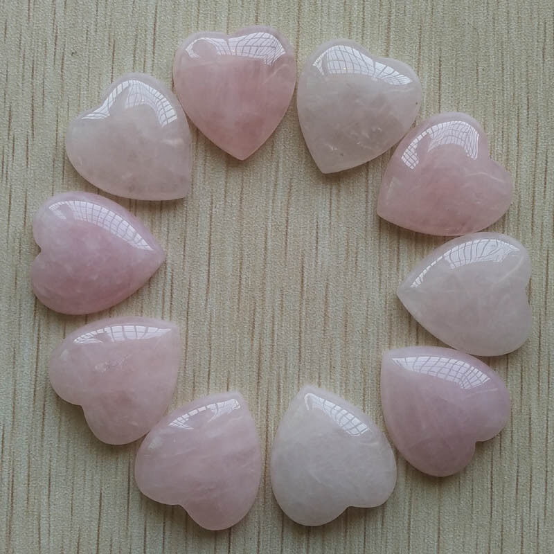 Wholesale 10pcs/lot Natural Rose quartz stone heart Cab CABOCHON Stone Bead 25mm