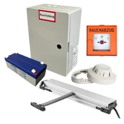 H+H AUTOMATION RWA-Set: RWA-Zentrale 4A-1D + Handauslösetaster + Rauchmelder + Kettenantrieb