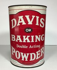 VINTAGE Davis Baking Powder 5 pound empty tin Made in the USA