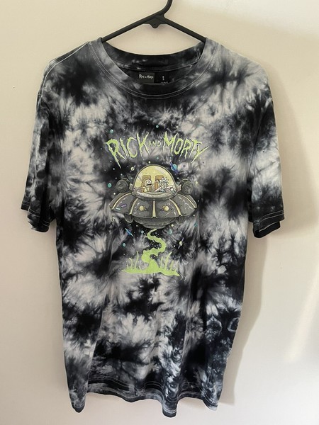 Rick and Morty Factorie Black Tie-dye Graphic Tee T-shirt Men’s XS VGC