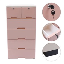 6 Cassetti Armadio Organizer Stoccaggio Plastica Armadio Comò Vestiti Camera da Letto Rosa