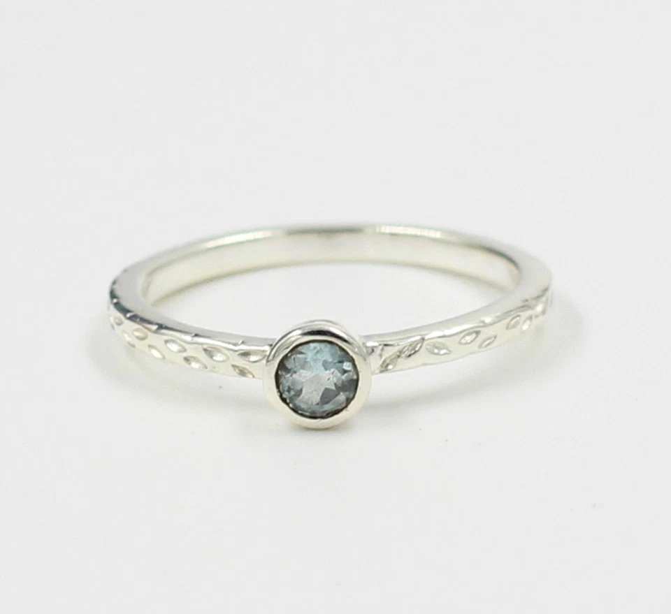 925 Silver Sterling Jewelry Doublet Opal & Blue Topaz Textured Ring Size 8 - Image 3 of 4