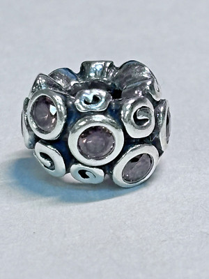 Pandora Sterling Silver Primrose Swirls Brown CZ Charm 4g