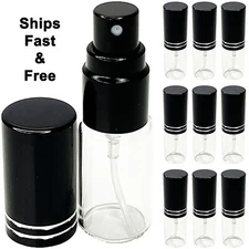 5ml 0.17oz empty perfume glass bottles spray decants black line cap atomizers