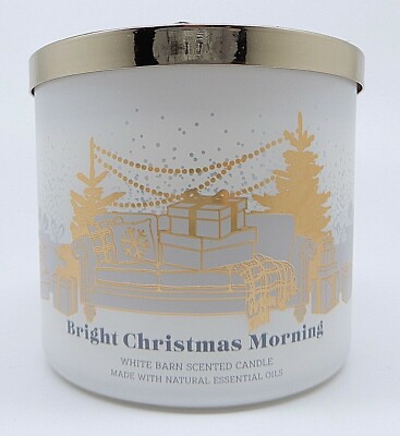 BATH & BODY WORKS WHITE BARN BRIGHT CHRISTMAS MORNING SCENTED 3 WICK