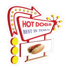 Food Truck Decals Hot Dogs Best in Town Restaurant & Food Concession Sign Red
