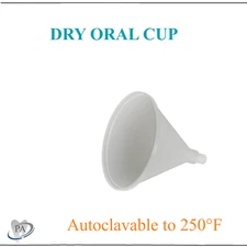 Autoclavable Dry Oral Funnel Cup 4" diameter White Heavy Duty Plastic Model 8118
