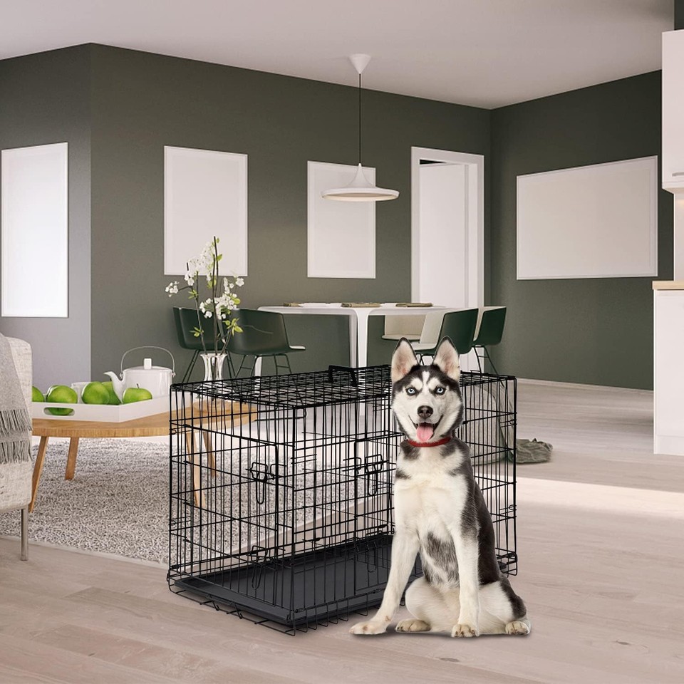 Dog Crate Dog Cage Pet Crate for Large Dogs Folding Metal Pet Cage